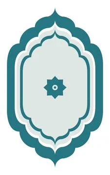 Islamic Arch Frame Vector, Ornate Teal Arabesque Cartouche Badge Stockillustratie