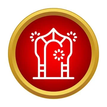 Islamic arch icon inside red button user interface Stock Illustration