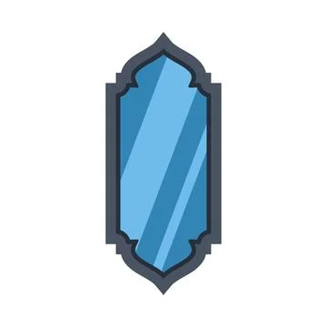 Islamic arch mirror featuring a blue glass reflection Stock Illustration