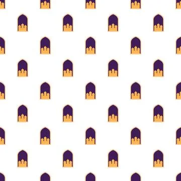 Islamic arch mosque windows seamless pattern background Stock Illustration