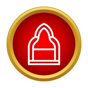 Islamic arch window line icon in round button Stock Illustration
