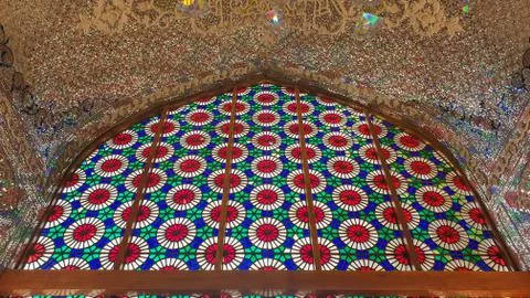 Islamic architecture of Shah-e-Cheragh Shrine and mausoleum, Shiraz, Iran . 스톡 사진