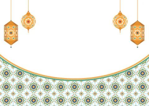 Islamic art background design with lanterns Stock Illustration
