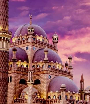 Islamic background with The Al Sahaba Mosque in Sharm El Sheikh against ramadan Stock Photos