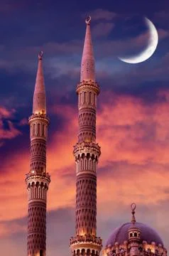 Islamic background with The Al Sahaba Mosque in Sharm El Sheikh against ramadan Stock Photos