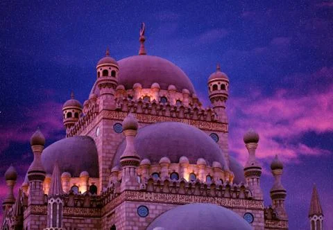 Islamic background with The Al Sahaba Mosque in Sharm El Sheikh against ramadan Stock Photos