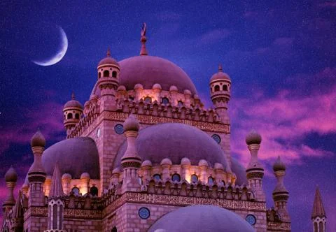 Islamic background with The Al Sahaba Mosque in Sharm El Sheikh against ramadan Stock Photos