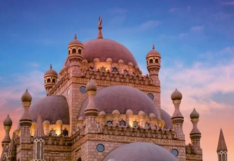 Islamic background with The Al Sahaba Mosque in Sharm El Sheikh against ramadan Stock Photos