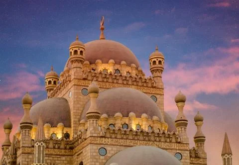 Islamic background with The Al Sahaba Mosque in Sharm El Sheikh against ramadan Stock Photos