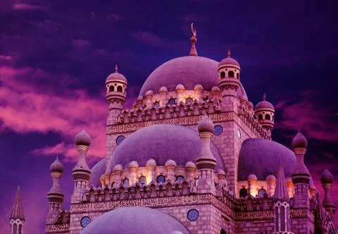 Islamic background with The Al Sahaba Mosque in Sharm El Sheikh against ramadan Stock Photos