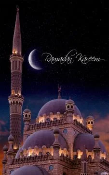 Islamic background with The Al Sahaba Mosque in Sharm El Sheikh against ramad Stock Photos