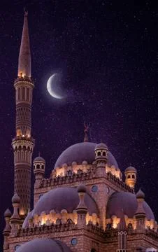 Islamic background with The Al Sahaba Mosque in Sharm El Sheikh against ramad Stock Photos
