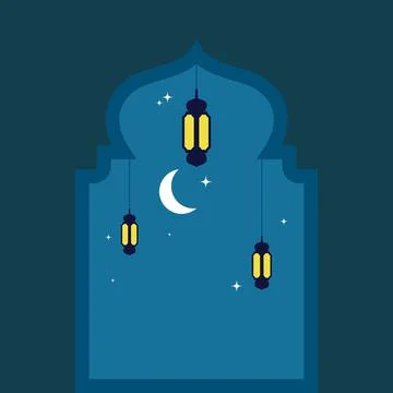 Islamic background art with lantern lamp vector illustration Stock Illustration