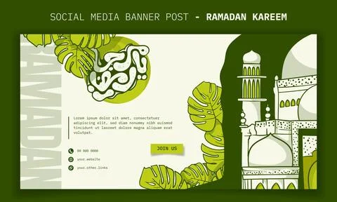 Islamic background design. banner template in cartoon design with arabic ty.. Stock Illustration