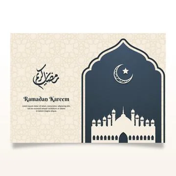 Islamic Background Greeting Card Design with Simple Mosque Ornaments Stock Illustration