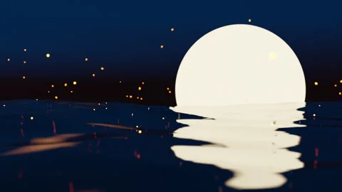 Islamic Background Moonlight Water Ripple with Sparkles Stock Footage 315939661