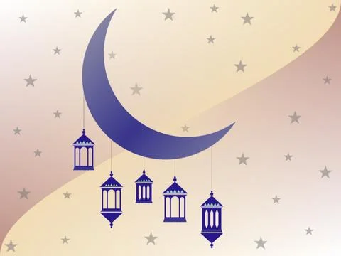 Islamic background with Mosque Crescent Moon and Lantern. Ramadan kareem fe.. Stock Illustration