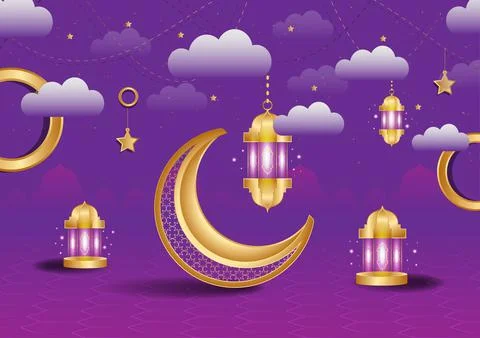 Islamic background or banner with clouds full editable template イラスト素材