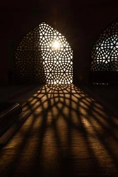 Islamic background photo. Islamic pattern on the window Stock Photos