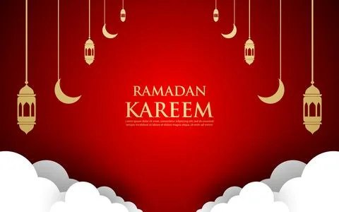 Islamic background template, with lantern and crescent moon ornament, vecto.. Stock Illustration