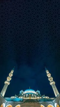 Islamic background vertical image. Eminonu New Mosque and islamic pattern Stock Photos