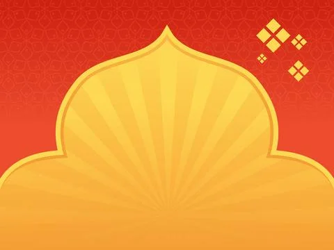 Islamic Banner Background Red and Gold Design Stock Illustration