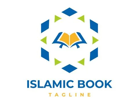 Islamic Book Logo Vector for Education and Quran Learning Stock Illustration