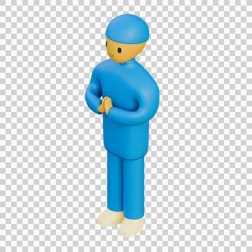 Islamic Boy Isometric View Stock Illustration