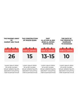 Islamic Calendar Event List Template Stock Illustration