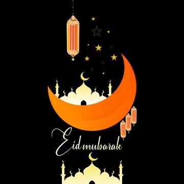 Islamic calligraphy design with Eid Mubarak wishes and Eid Mubarak greeting.. Stock Illustration