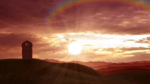 Islamic cemetery at sunset Stock Footage 3386950