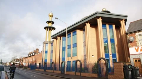 Islamic Centre and a double decker in England, Europe Stock Footage 58471641
