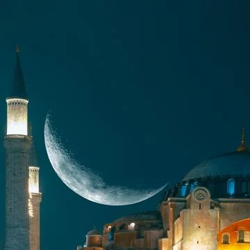 Islamic concept square format image. Ayasofya and crescent moon Foto stock