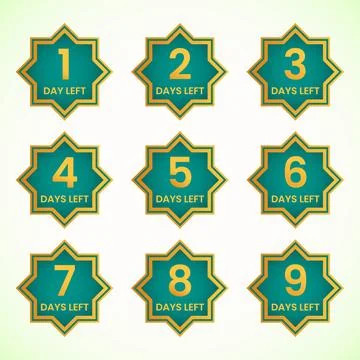 Islamic countdown number days left badge design 스톡 일러스트