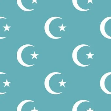 Islamic crescent moon pattern seamless blue Stock Illustration