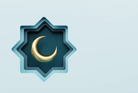 Islamic decoration background with lantern and crescent moon luxury style, .. Stock Illustration