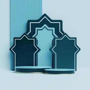 Islamic decoration background with lantern and crescent moon luxury style, .. Stock Illustration