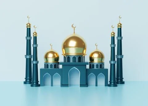 Islamic decoration background with lantern and crescent moon luxury style, .. Stock Illustration