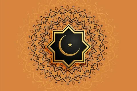 Islamic decorative eid moon and star background Stock Illustration