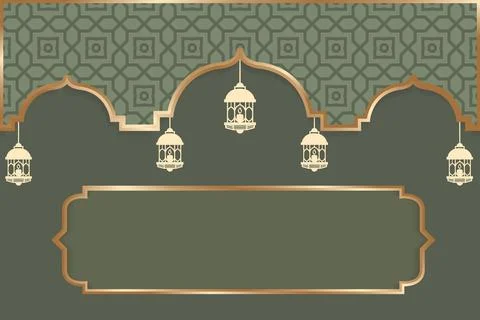 Islamic with decorative elements and green background. Stock Illustration
