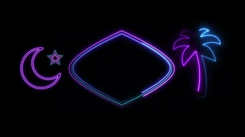 ISLAMIC DECORATIVE NEON FRAME Stock Footage 262544676