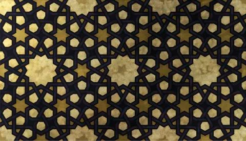 Islamic decorative pattern with golden artistic texture. Stock Illustration