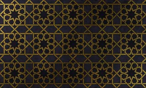 Islamic decorative pattern with golden artistic texture. Stock Illustration
