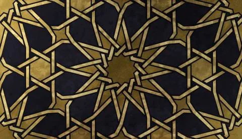 Islamic decorative pattern with golden artistic texture. Stock Illustration