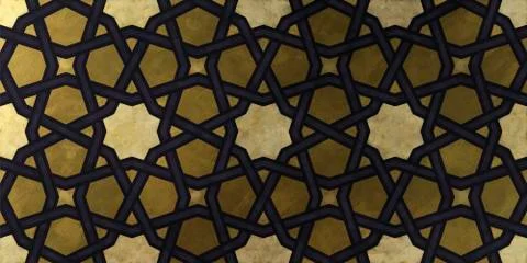 Islamic decorative pattern with golden artistic texture. Stock Illustration