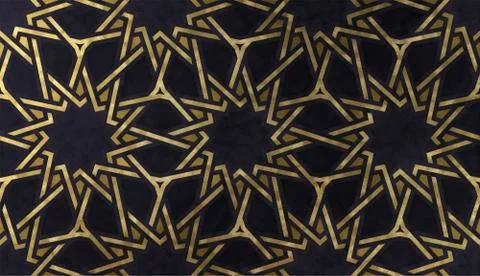 Islamic decorative pattern with golden artistic texture. Illustrazione stock