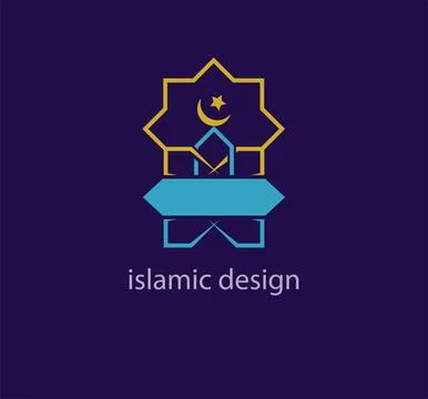 Islamic design and text space logo template style. Stock Illustration