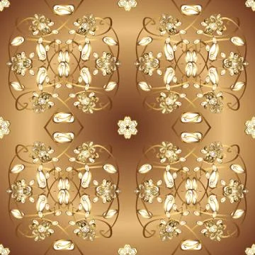 Islamic design. Floral tiles. Pattern oriental ornament. Vector golden textile p Stock Illustration