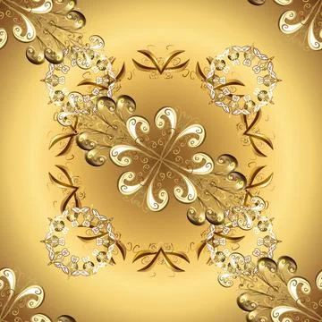 Islamic design. Seamless pattern oriental ornament. Vector golden textile print. Stock Illustration