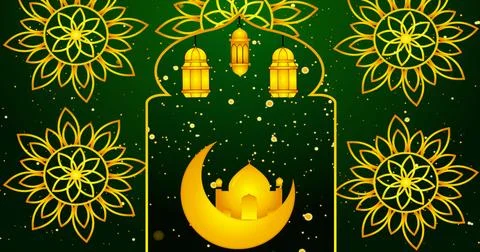 Islamic designed background. Islamic designed green color background for Ra.. Stock Illustration